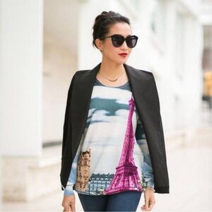 TIBI Eiffel Tower colorful Sweater Pullover Top Size XS